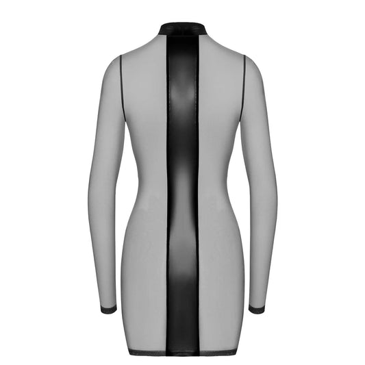 F369 Crossfire Mini Robe en Maille et Wetlook - Noir