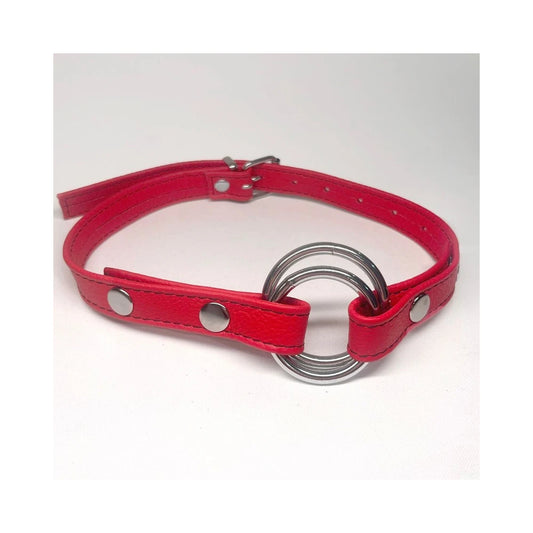 Baillon Anneau Cuir - Rouge