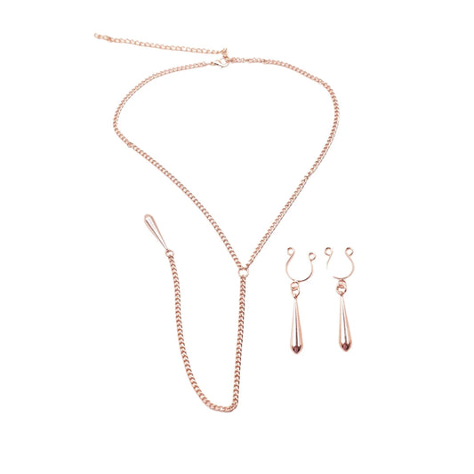 Bijoux de Corps, Pinces de Seins Goutte et Tour de Cou Chainette
