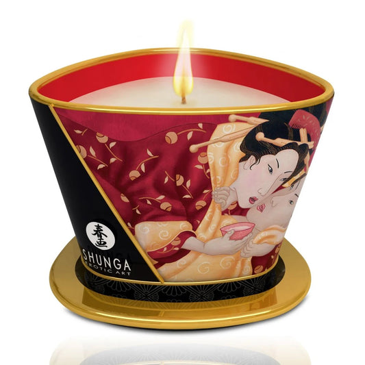Bougie de Massage Lueur et Caresses - Romance Vin Pétillant à la Fraise
