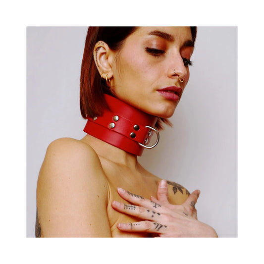 Choker Minerve en Cuir Épais - Rouge