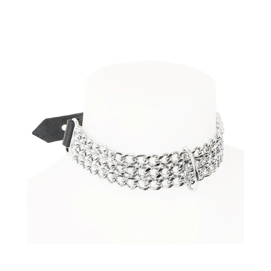 Collier Chaines Cuir - Noir