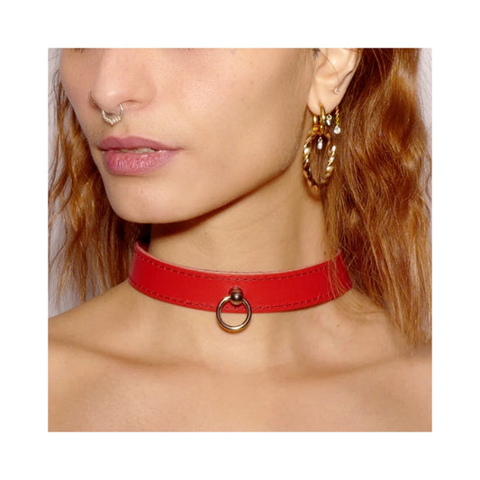 Collier Fin Anneau - Rouge