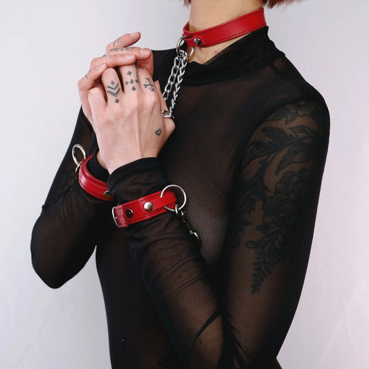 Collier + Menottes - Rouge