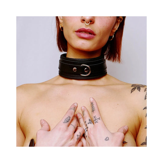 Collier en Cuir Molletonné et Attaches Argentées