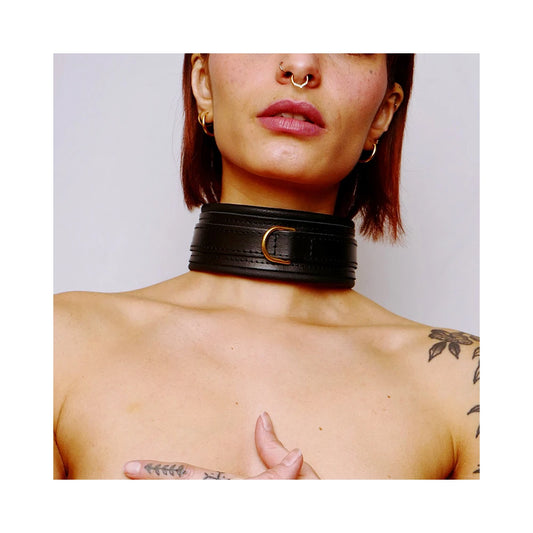 Collier en Cuir Molletonné et Attaches Dorées