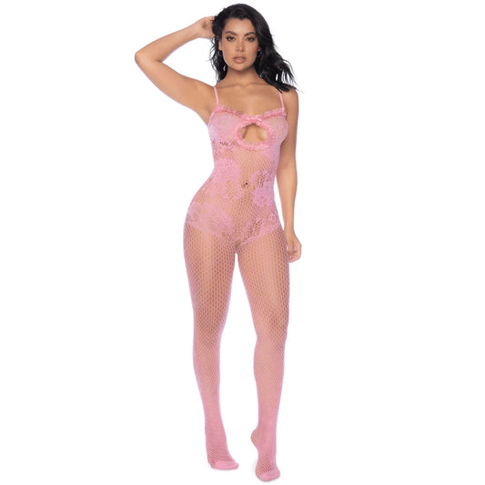 Combinaison en Résille - Rose Ajourée