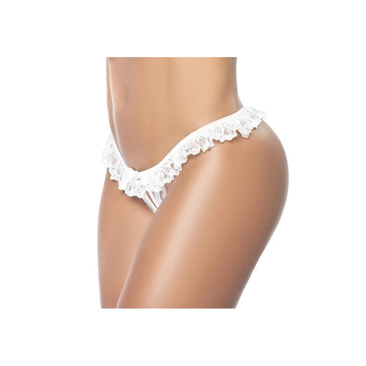Culotte Ouverte avec Froufrou en Dentelle - Blanc