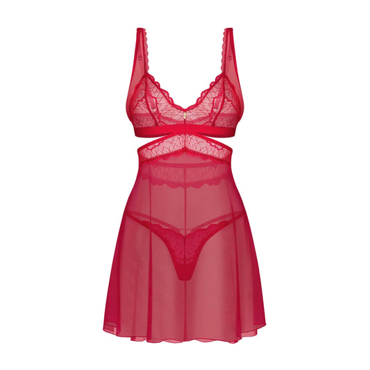 Cupide Desir Babydoll et String - Rouge