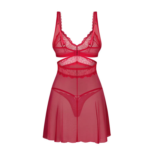 Cupide Desir Babydoll et String - Rouge
