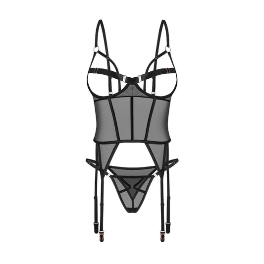 Euridia Corset et String - Noirs