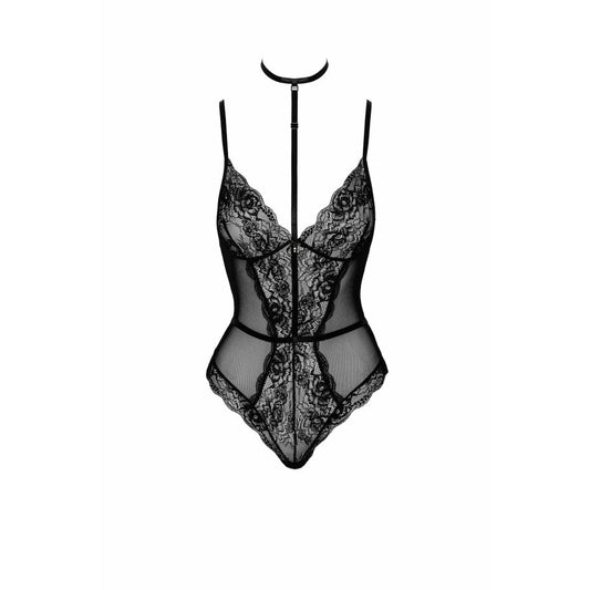 First Kiss 248 Body en Dentelle avec Collier - Noir