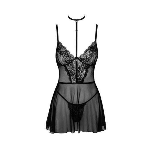 First Kiss 249 Babydoll et Collier - Noir