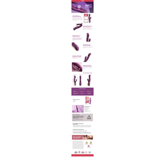 Gem Vibromasseur Rabbit avec Capteurs de Pression et Application - Violet
