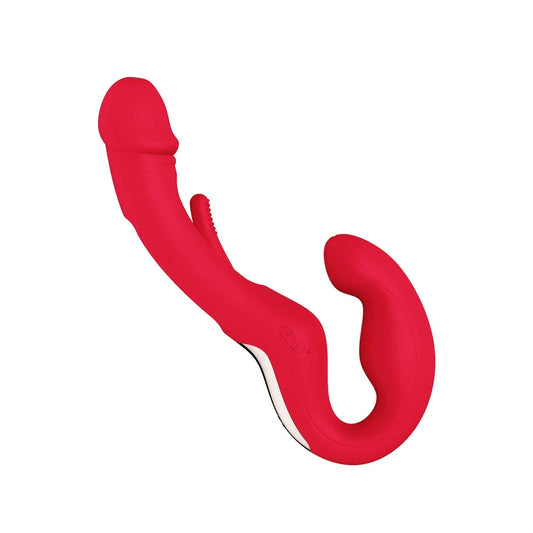 Harmony Duo Strap On Vibrant avec Tapotage - Rouge