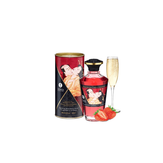 Huile Chauffante Aphrodisiaque - Vin Pétillant à la Fraise 100ml