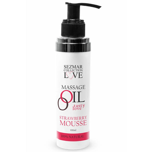 Huile de Massage Comestible Mousse de Fraise 100ml 100% Naturelle
