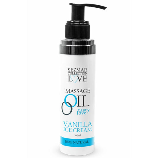 Huile de Massage Comestible Vanille Glacée 100ml 100% Naturelle