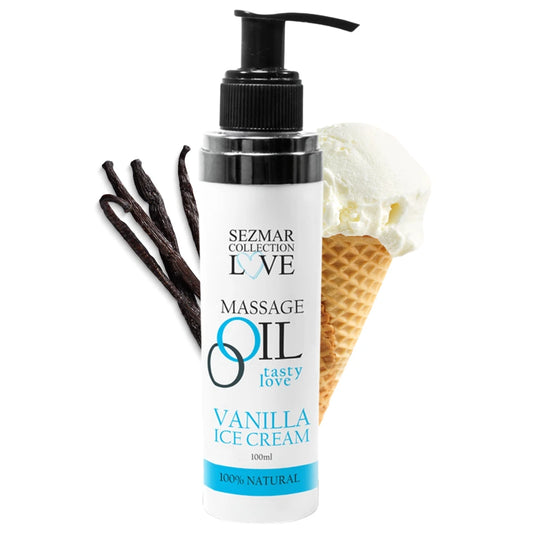 Huile de Massage Comestible Vanille Glacée 100ml 100% Naturelle