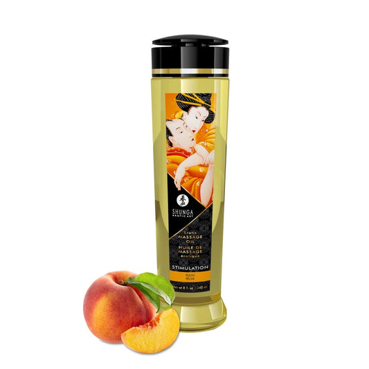 Huile de Massage Érotique - Stimulation - Pêche - 240 Ml