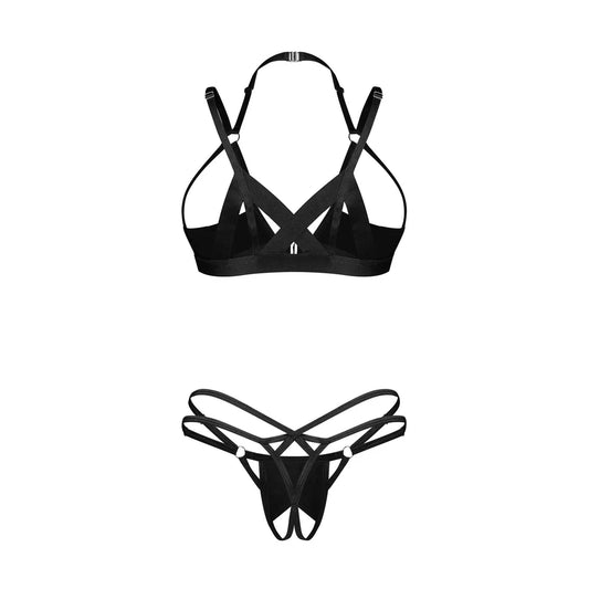 Keira Lise Ensemble Lingerie Ouvert - Noir
