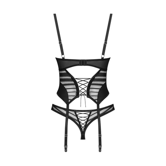 Lune Bellis Corset et String - Noirs