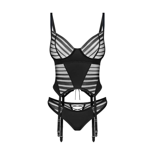 Lune Bellis Corset et String - Noirs
