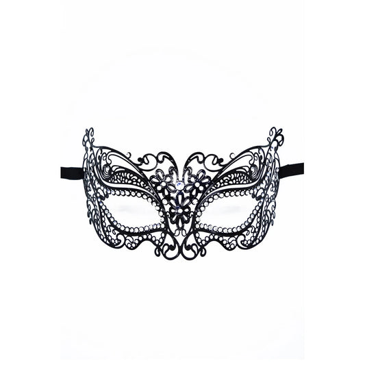 Masque Vénitien Alba Rigide - Noir avec Strass