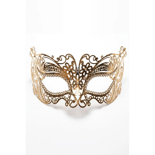 Masque Vénitien Alba Rigide Doré avec Strass