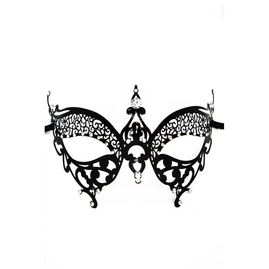Masque Vénitien Alida Rigide - Noir avec Strass