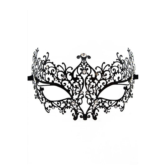 Masque Vénitien Chiara Rigide - Noir avec Strass