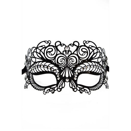 Masque Vénitien Giulia Rigide - Noir avec Strass