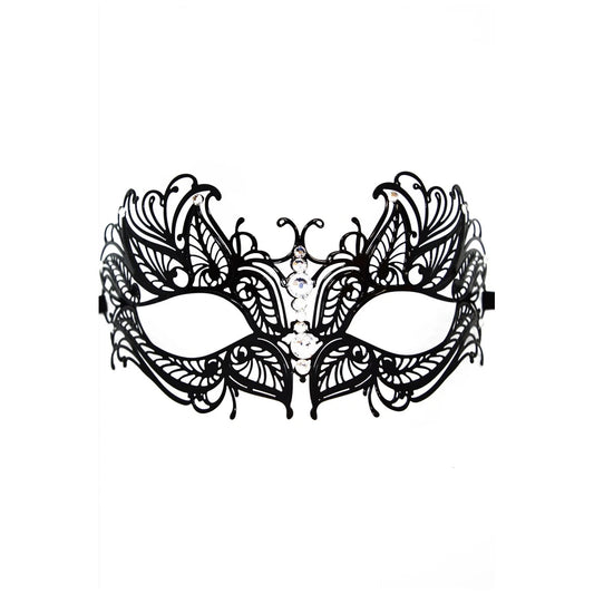 Masque Vénitien Greta Rigide - Noir avec Strass