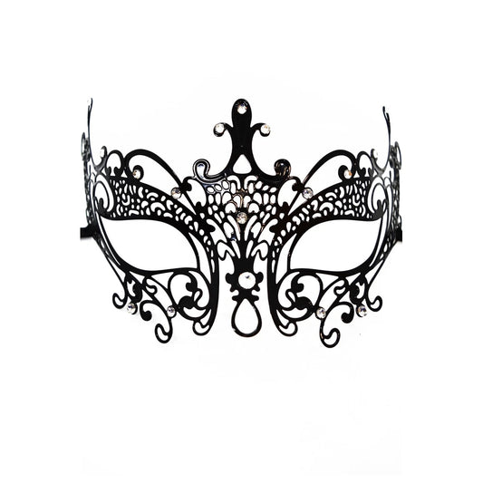 Masque Vénitien Lucia Rigide - Noir avec Strass