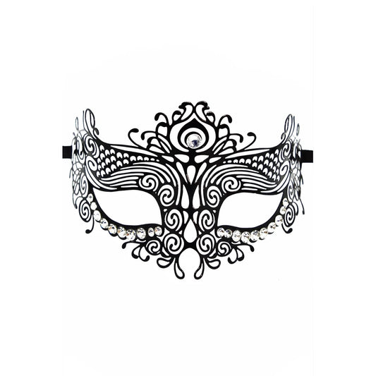 Masque Vénitien Ornella Rigide - Noir avec Strass