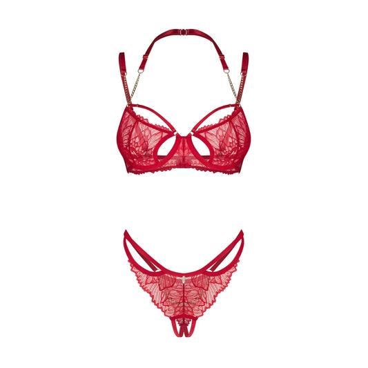 Matildea Ensemble Lingerie Ouvert - Rouge
