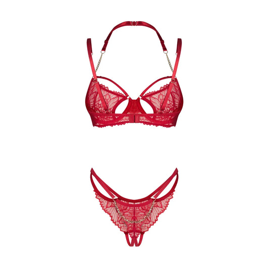 Matildea Ensemble Lingerie Ouvert - Rouge