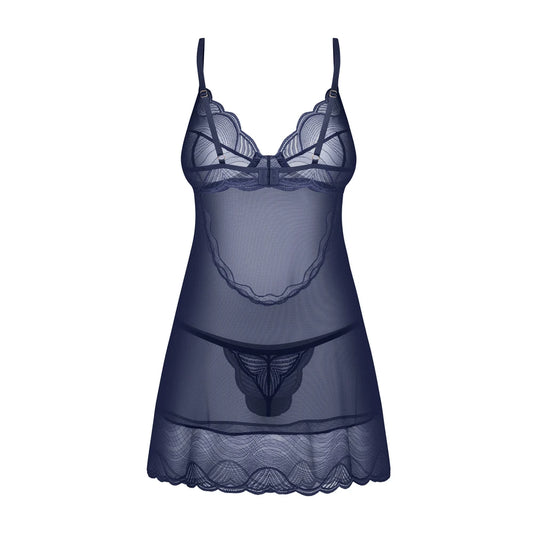 Nightly Blue Nuisette et String - Bleu