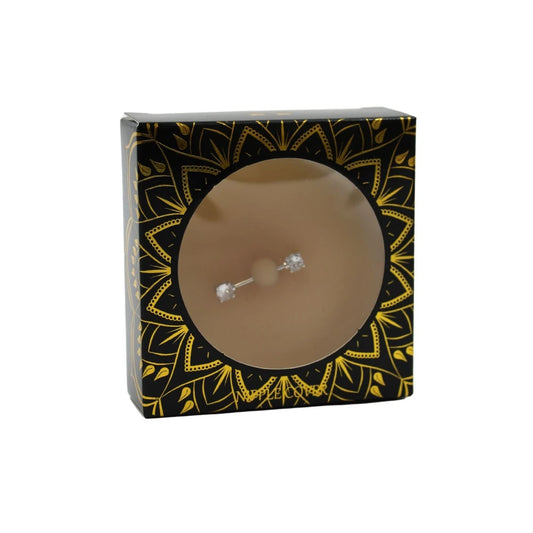 Paire de Cache-tétons Piercing Barre Coeur Faux Diamant Peau Claire