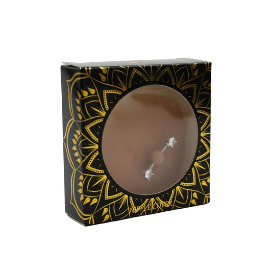 Paire de Cache-tétons Piercing Barre Coeur Faux Diamant Peau Métisse