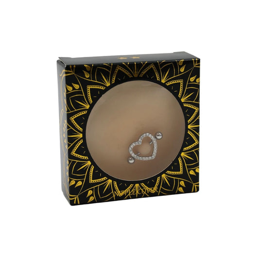 Paire de Cache-tétons Piercing Barre Faux Diamant Peau Claire
