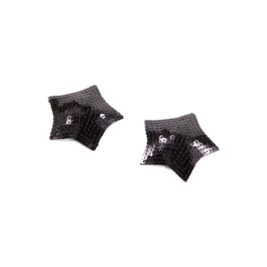 Paire de Cache Tétons Adhésifs Étoile Pailletée Sequin - Noir