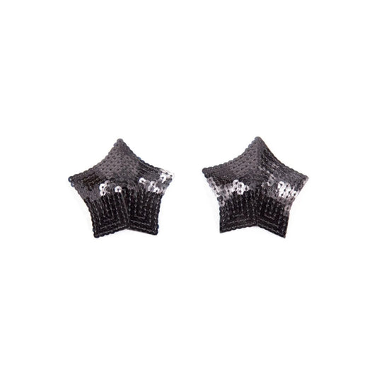 Paire de Cache Tétons Adhésifs Étoile Pailletée Sequin - Noir