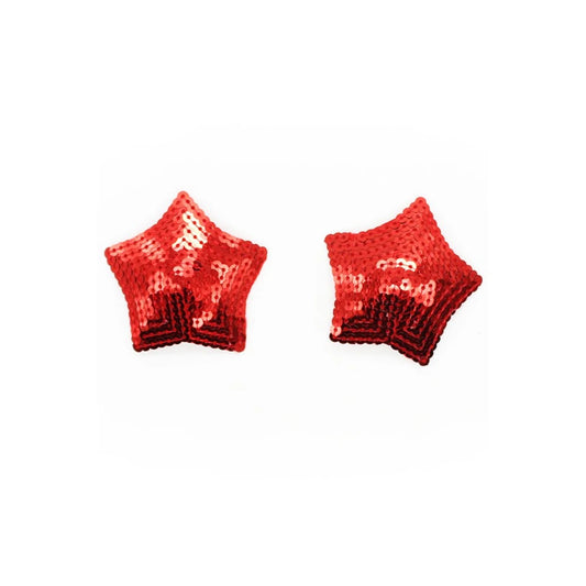 Paire de Cache Tétons Adhésifs Étoile Pailletée Sequin - Rouge