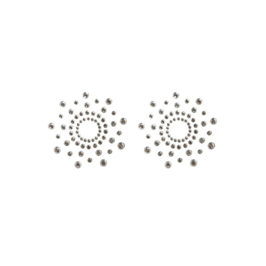 Paire de Cache Tétons Adhésifs Strass - Blanc