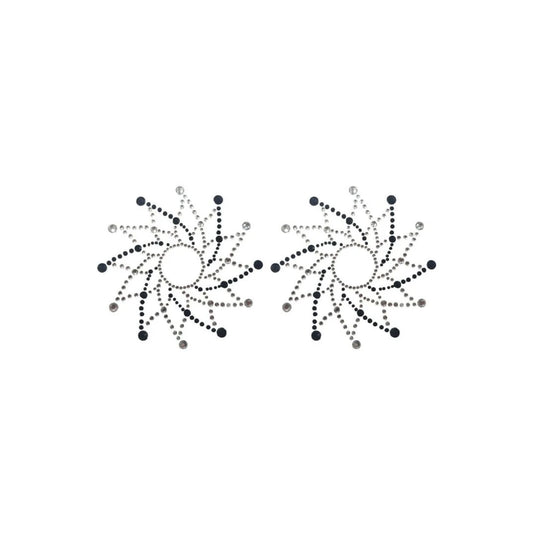 Paire de Cache Tétons Adhésifs Strass - Noir