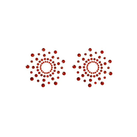 Paire de Cache Tétons Adhésifs Strass - Rouge