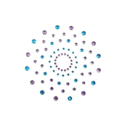 Paire de Cache Tétons Adhésifs Strass Bleu et - Violet