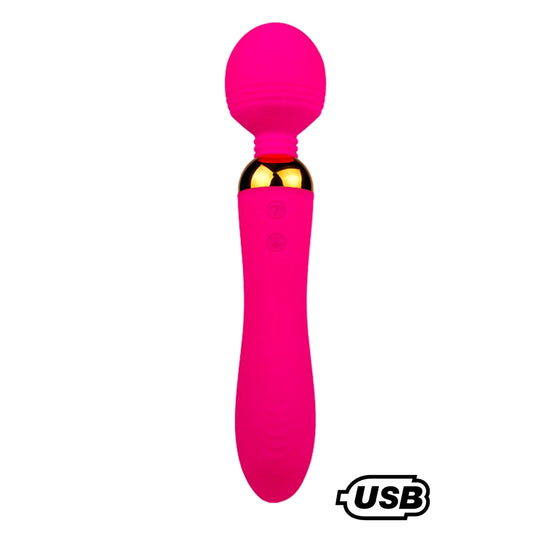 SHAKE Rose, Vibromasseur Wand USB en Silicone Médical avec 2 Puissants Moteurs Indépendants