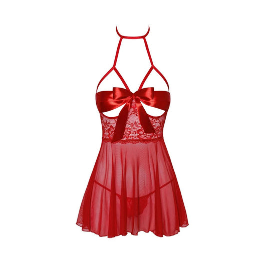 Sexy Kiss 247 Babydoll et Ruban de Satin - Rouge